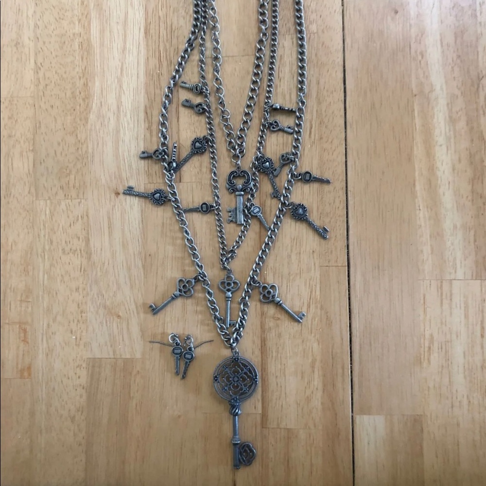 J Crew Key Necklace & Earring Set